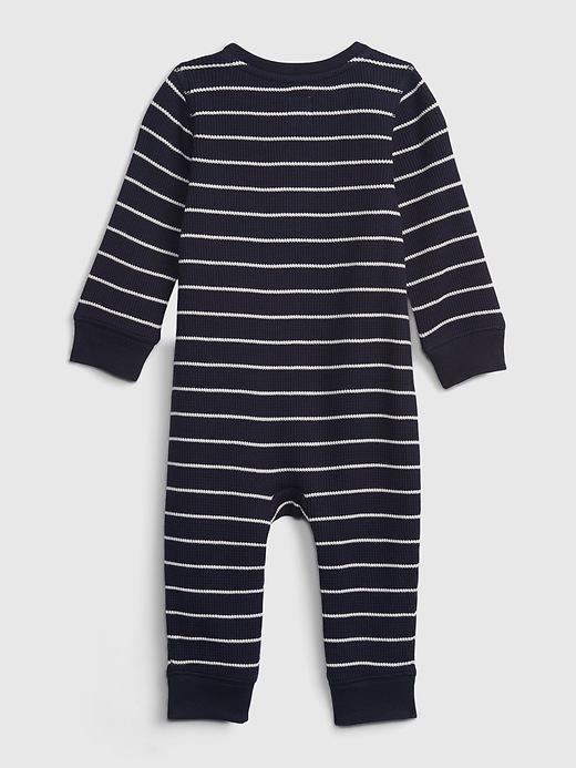 Baby Waffle-Knit Henley One-Piece