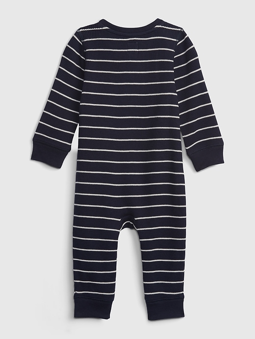 2 of 8 showing, with the color dark night of product Baby Waffle Henley One-Piece