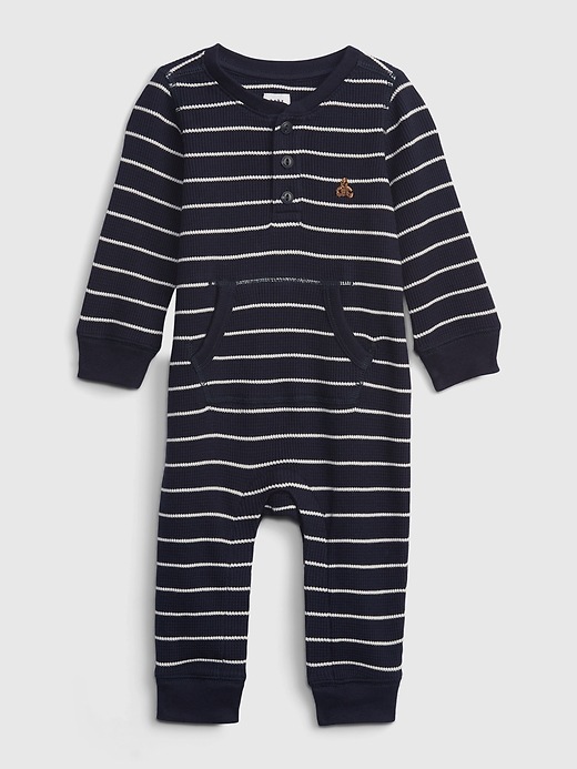 Baby Waffle-Knit Henley One-Piece