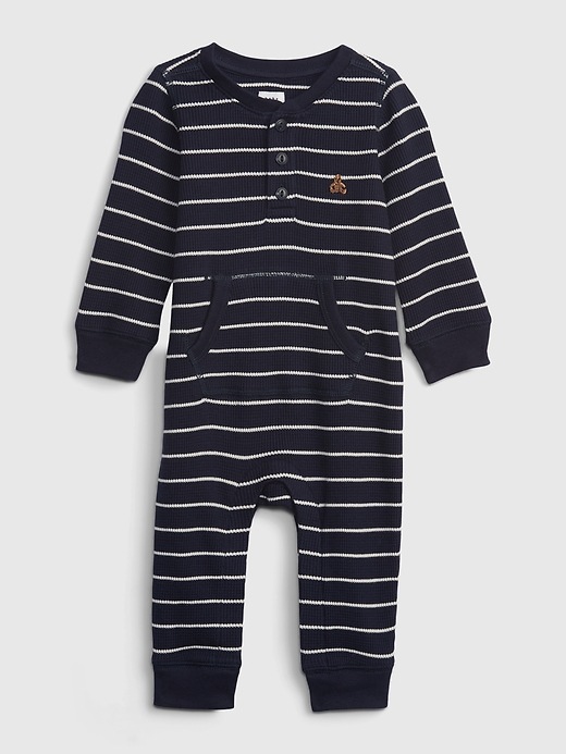 Image number 1 showing, Baby Waffle Henley One-Piece