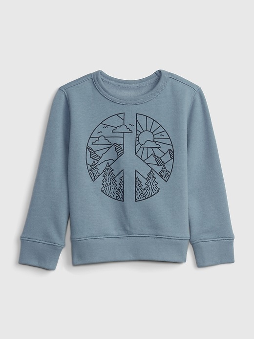 1 of 8 showing, with the color classic blue of product Toddler Crewneck Graphic Sweatshirt