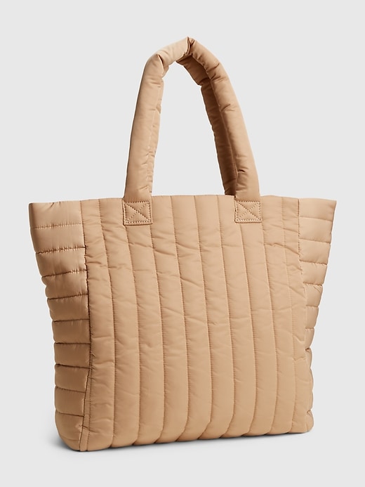 1 of 8 showing, with the color Brannan brown of product 100% Recycled Polyester Puffer Tote Bag
