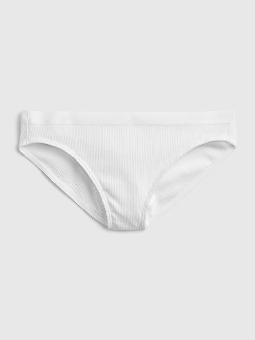 1 of 8 showing, with the color optic white of product Ribbed Cotton Bikini