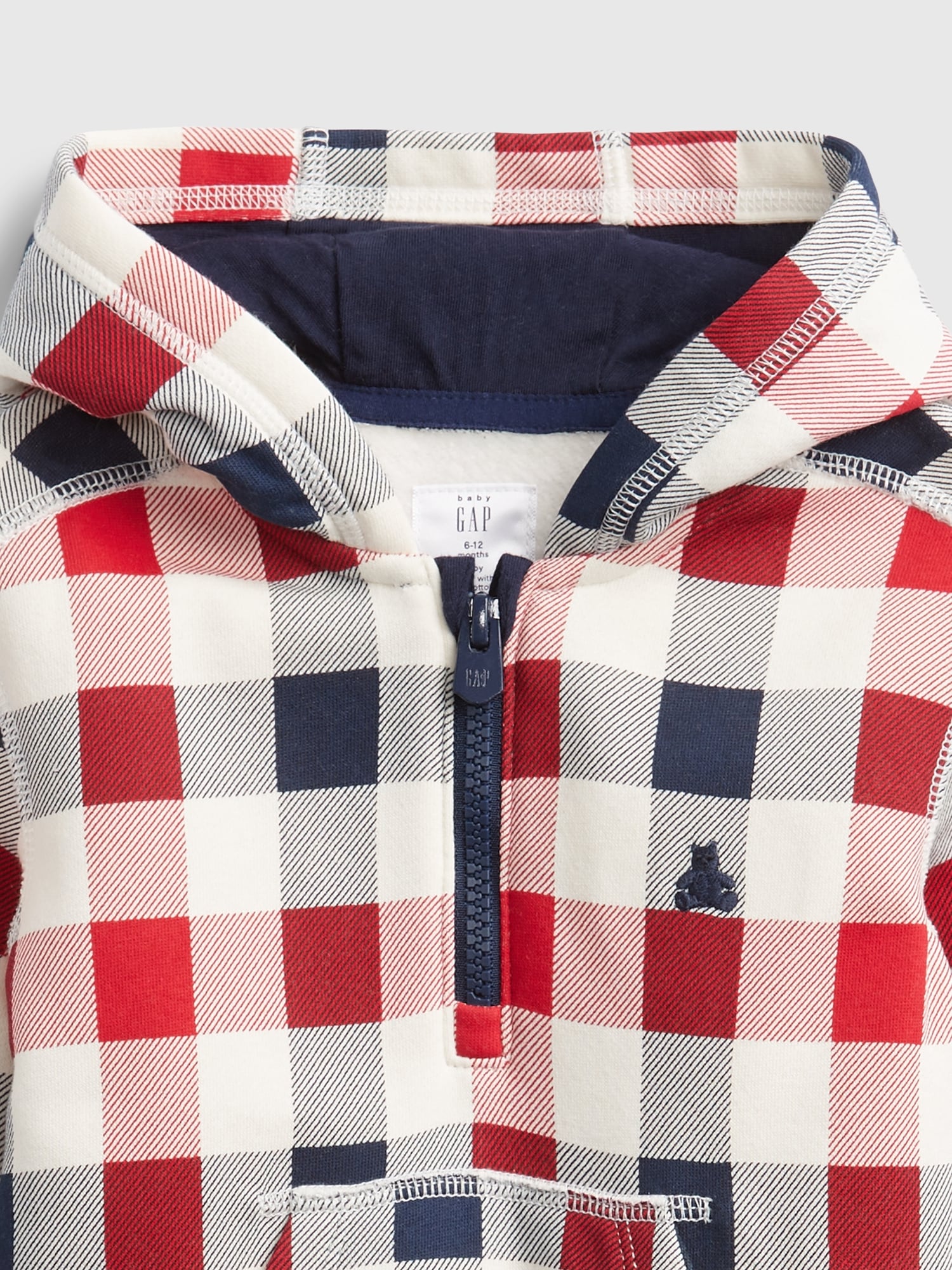 Baby Plaid Print Hoodie One Piece