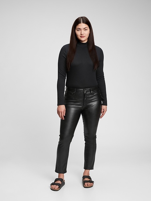 Image number 4 showing, High Rise Vintage Slim Faux Leather Jeans