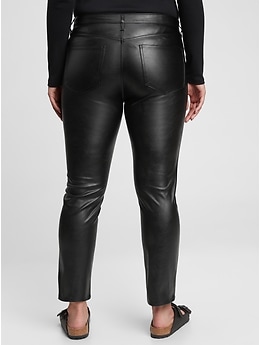 High Rise Vintage Slim Vegan Leather Pants