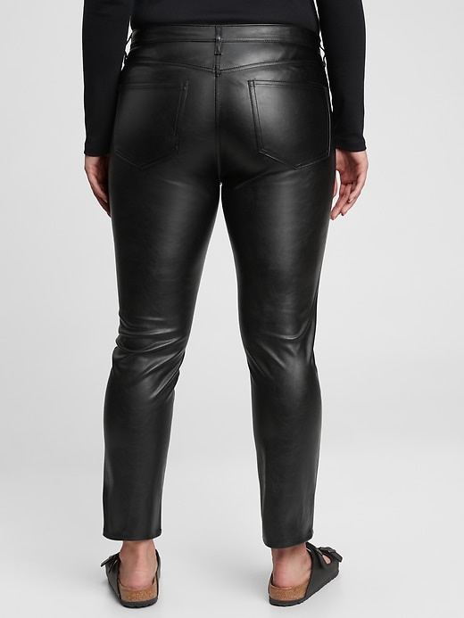 Image number 5 showing, High Rise Vintage Slim Faux Leather Jeans