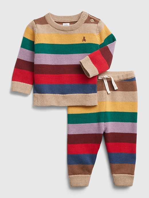 Image number 1 showing, Baby Crewneck Sweater Stripe Print Outfit Set