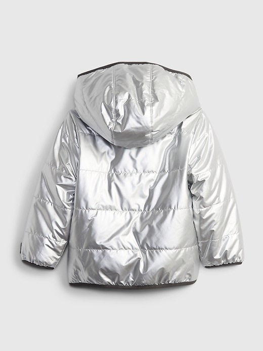 Image number 2 showing, Toddler Metallic Reversible Puffer Jacket
