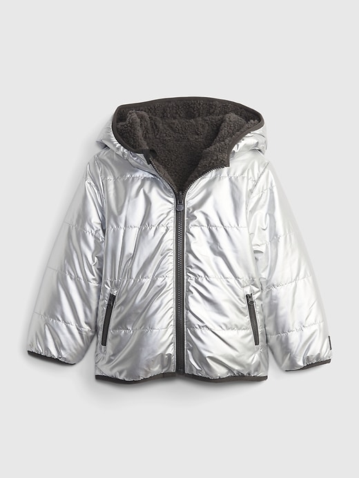 Image number 1 showing, Toddler Metallic Reversible Puffer Jacket