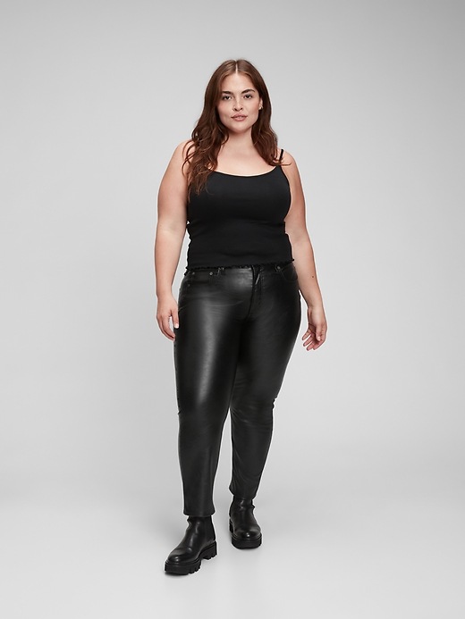 Image number 6 showing, High Rise Vintage Slim Faux Leather Jeans