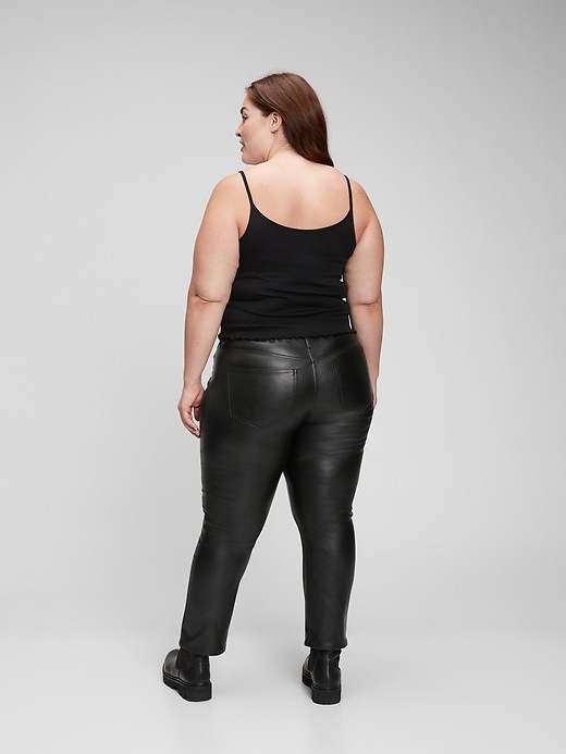 Image number 7 showing, High Rise Vintage Slim Faux Leather Jeans