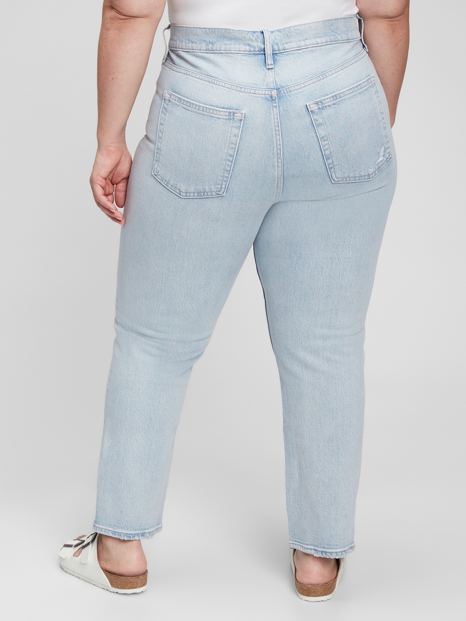 High Rise Cheeky Straight Jeans with 