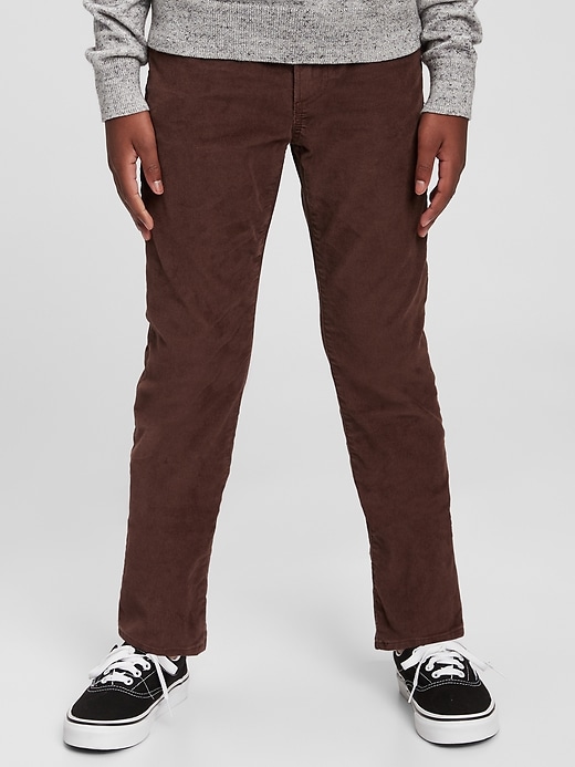 2 of 8 showing, with the color brown of product Kids Slim Fit Corduroy Pants
