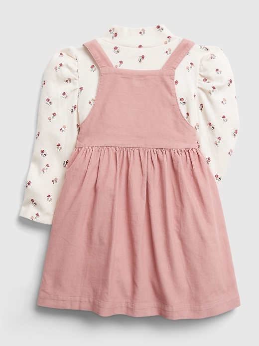 2 of 8 showing, with the color ANTIQUE PINK of product Toddler Corduroy Jumper Outfit Set