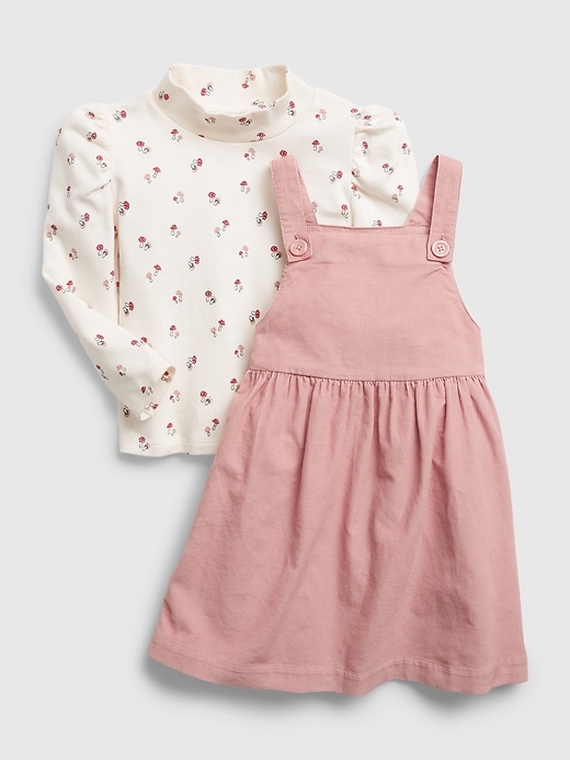 1 of 8 showing, with the color ANTIQUE PINK of product Toddler Corduroy Jumper Outfit Set