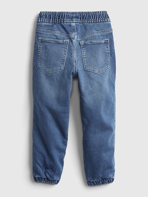 2 of 8 showing, with the color medium wash of product Toddler Lined Denim Joggers