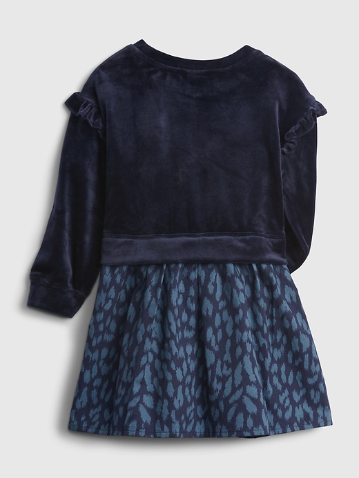 Image number 2 showing, Toddler Mix-Media Ruffle Sweatshirt Dress