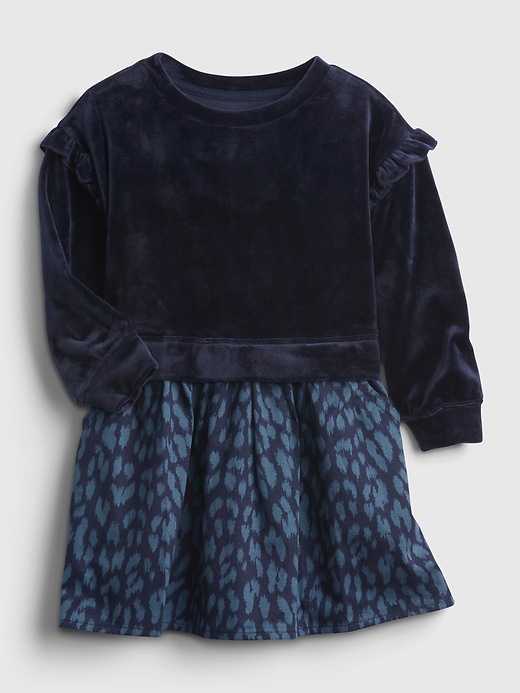 Image number 1 showing, Toddler Mix-Media Ruffle Sweatshirt Dress