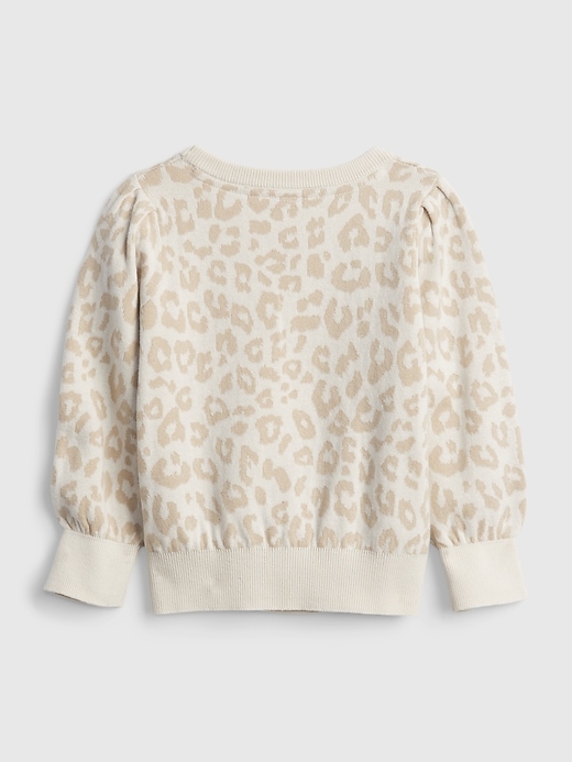 Image number 2 showing, Toddler Leopard Print Puff Sleeve Sweater