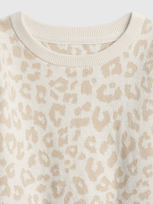 Image number 3 showing, Toddler Leopard Print Puff Sleeve Sweater