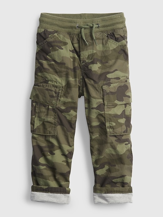 1 of 8 showing, with the color green camo of product Toddler Lined Pull-On Cargo Pants with Washwell ™