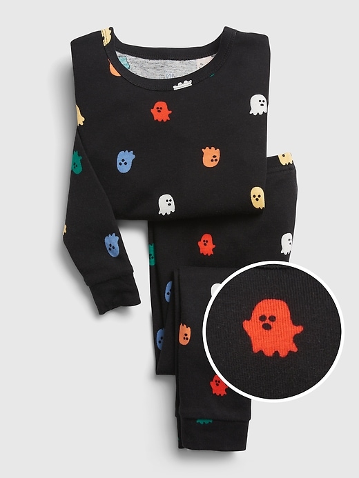 1 of 8 showing, with the color true black of product babyGap 100% Organic Cotton Ghost Print PJ Set