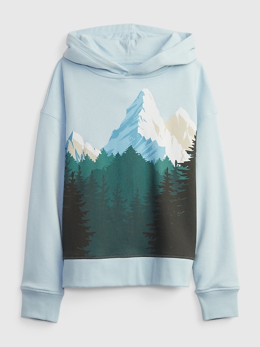 1 of 8 showing, with the color mountain sky of product Kids Mountain Graphic Hoodie