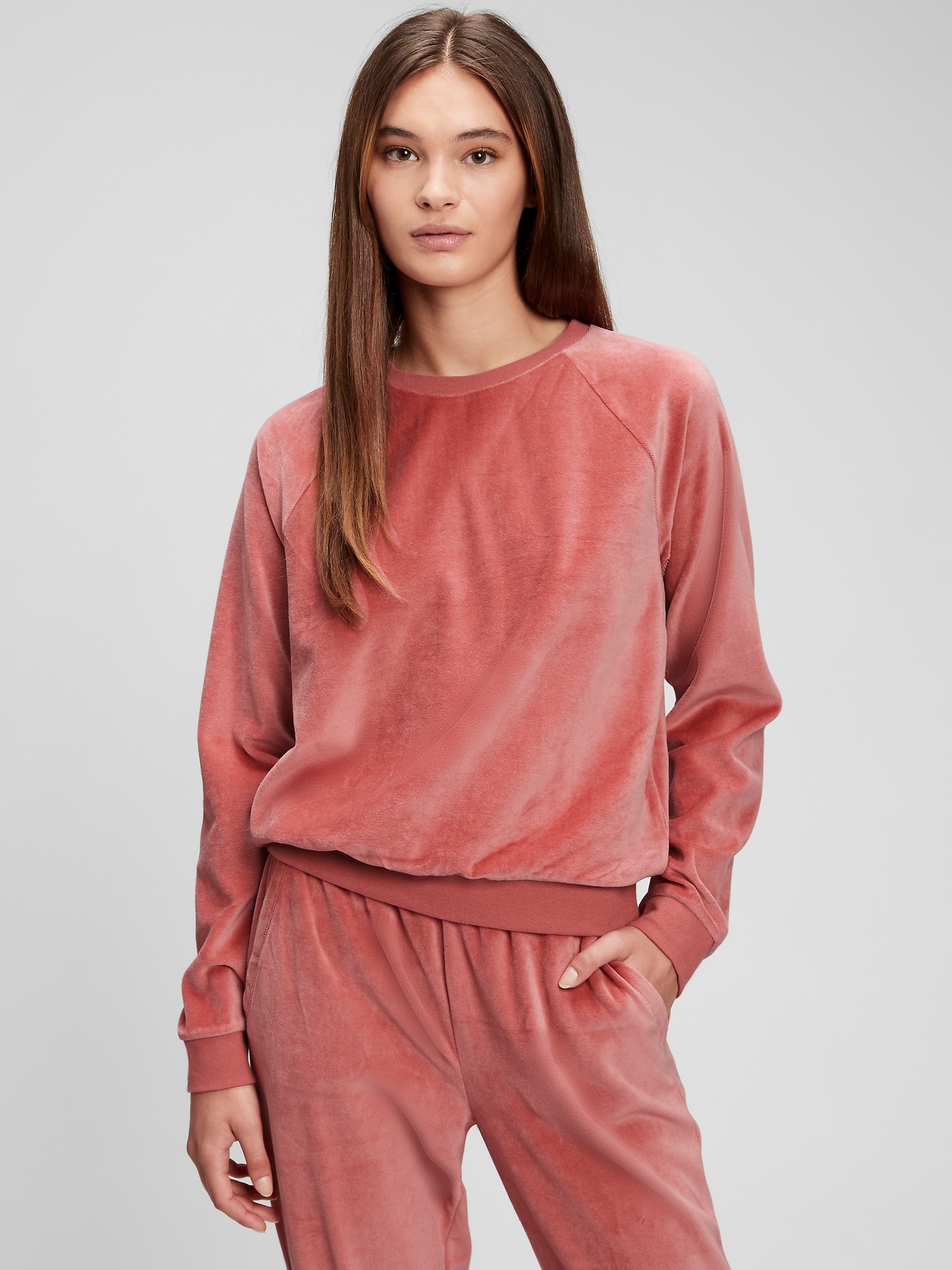 Velour discount crewneck sweatshirt
