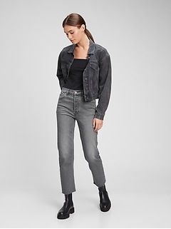High Rise Cheeky Straight Jeans with 