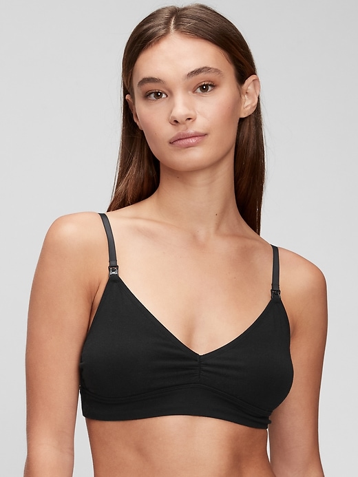 1 of 8 showing, with the color true black of product Maternity Stretch Cotton Nursing Bralette