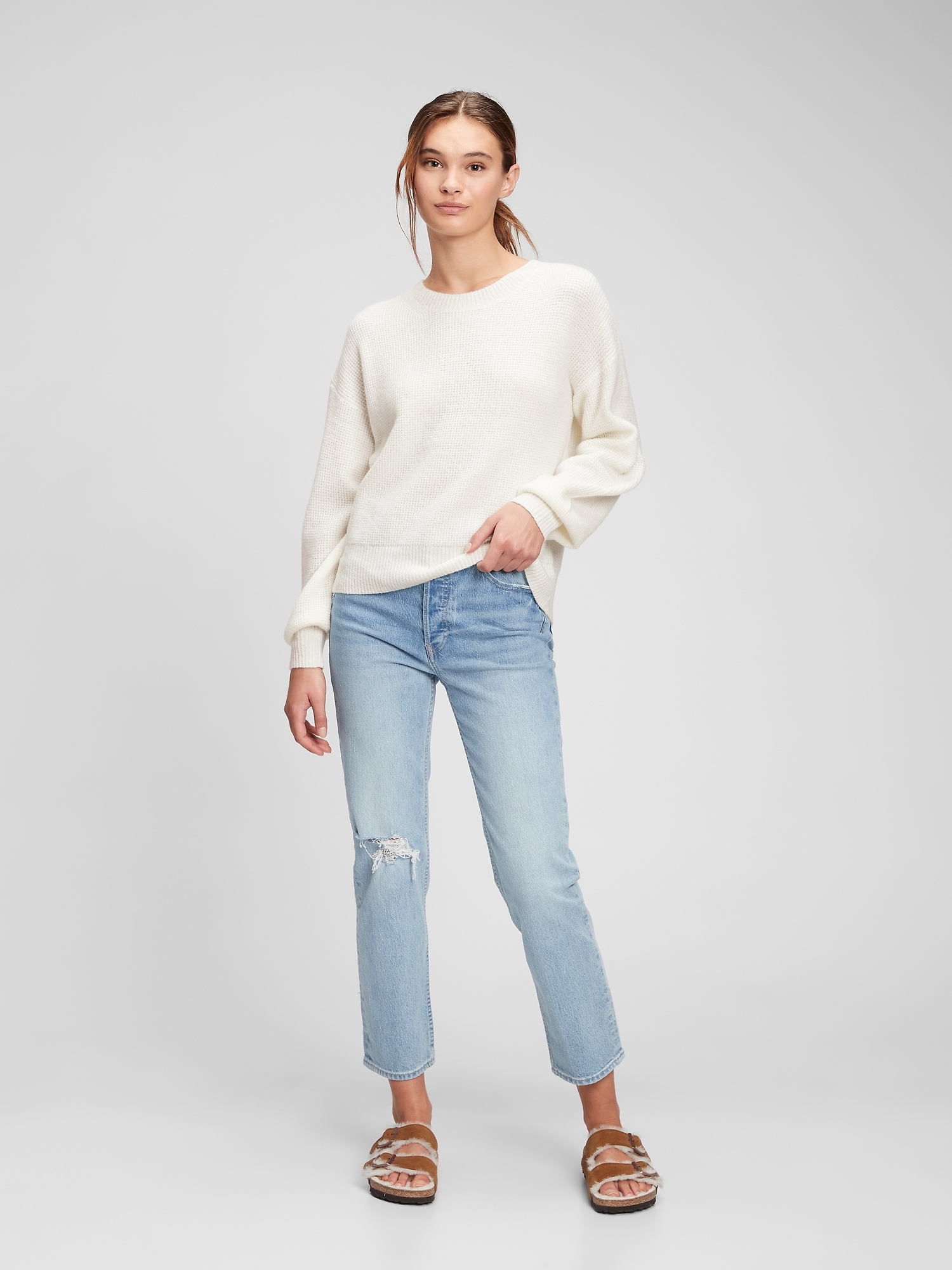 gap waffle crewneck sweater