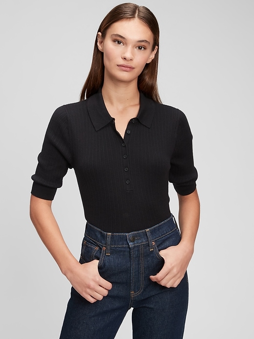 Image number 10 showing, Ribbed Polo Sweater