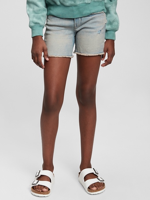 2 of 8 showing, with the color medium wash of product Kids Embroidered Midi Shorts with Washwell ™