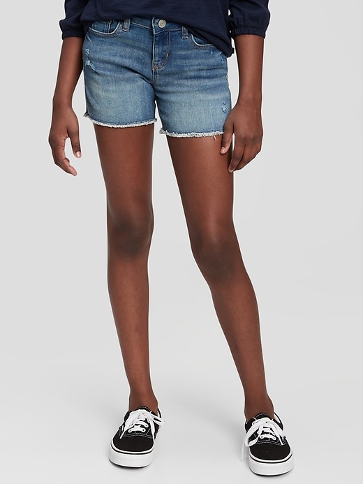 2 of 8 showing, with the color medium wash of product Kids Midi Denim Shorts with Washwell ™