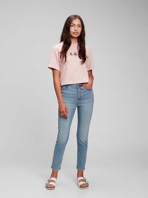 1 of 8 showing, with the color medium wash of product Teen Sky High Rise Skinny Ankle Jeans with Washwell