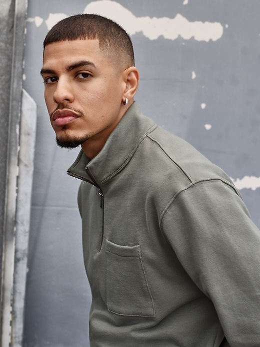 1 of 8 showing, with the color mesculen green of product Half-Zip Sweatshirt