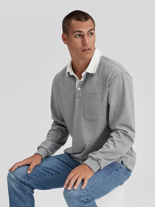 1 of 8 showing, with the color gray heather of product Rugby Polo Shirt