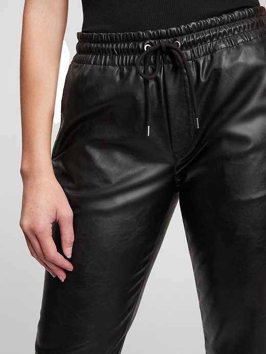 Image number 3 showing, High Rise Faux Leather Joggers
