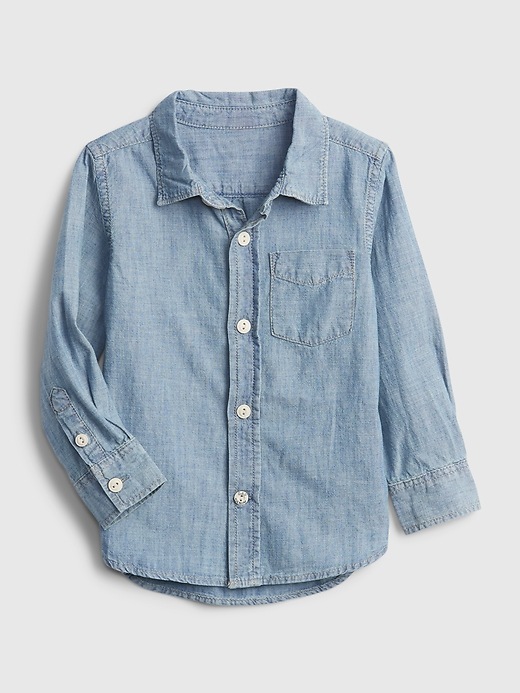 View large product image 1 of 3. Toddler 100% Organic Cotton Chambray Shirt