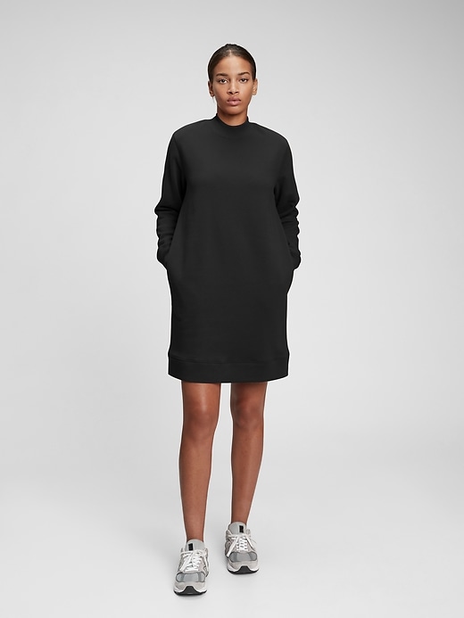 1 of 8 showing, with the color true black of product Mockneck Sweatshirt Dress