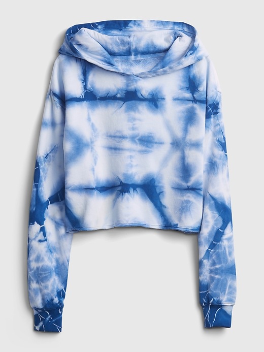 2 of 8 showing, with the color blue tie dye of product Teen Cropped Cut-Off Hoodie