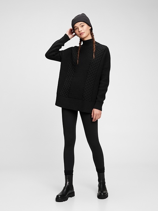 View large product image 1 of 1. Cable Knit Mockneck Sweater