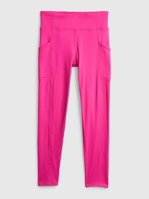 1 of 8 showing, with the color sizzling fuchsia of product GapFit Kids Cozy Lined Leggings