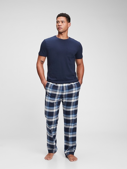 1 of 8 showing, with the color blue plaid of product Flannel PJ Pants