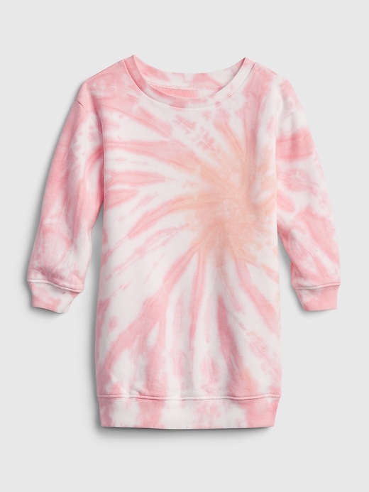 1 of 8 showing, with the color PINK TIE DYE of product Toddler Crewneck Sweatshirt Dress