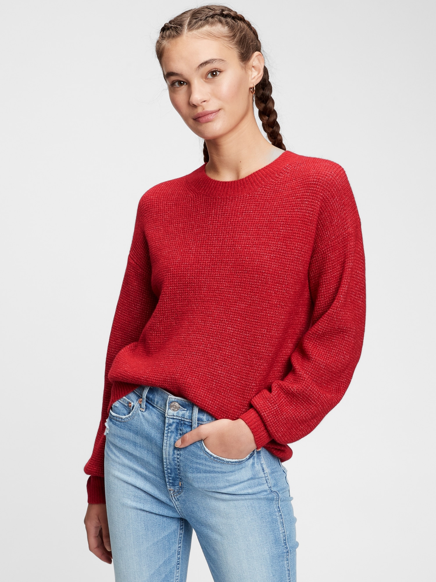 gap waffle crewneck sweater