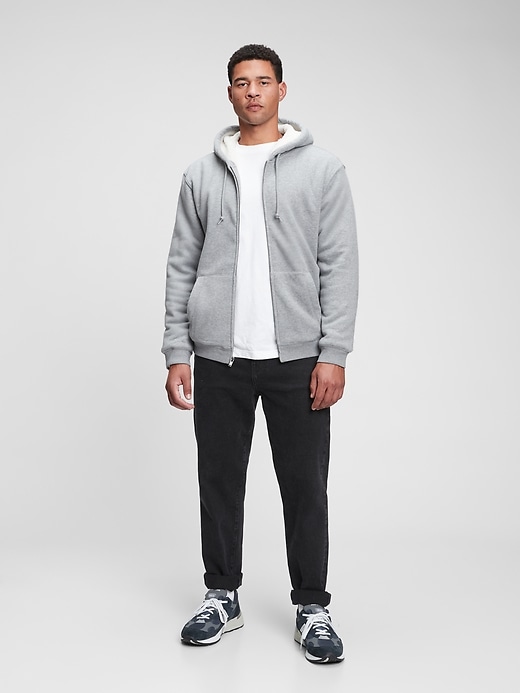 1 of 8 showing, with the color medium heather gray of product Sherpa Hoodie
