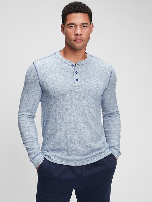 View large product image 1 of 1. Marled Henley T-Shirt