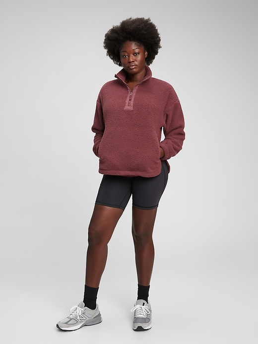 1 of 8 showing, with the color pinot noir red of product Half-Zip Recycled Sherpa Sweatshirt